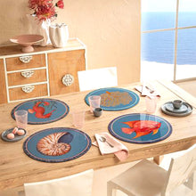 Load the image in the Gallery viewer, Set 4 Ring Round Towel Blue Sea The Black Goose