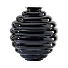 Carica l'immagine nel visualizzatore di Gallery, Venini Vaso Decò nero vetro di murano 707.07