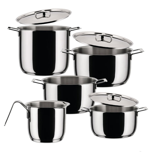 Alessi Batteria 8 pezzi pentole acciaio induzione Pots & Pans