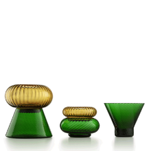 Load the image in the Gallery viewer, Nasonmoretti Murano Issey Green Pino and Ambra Vase
