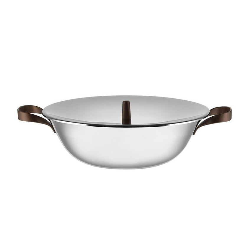 Alessi Wok acciaio cm 34 con griglia e coperchio Edo PU308