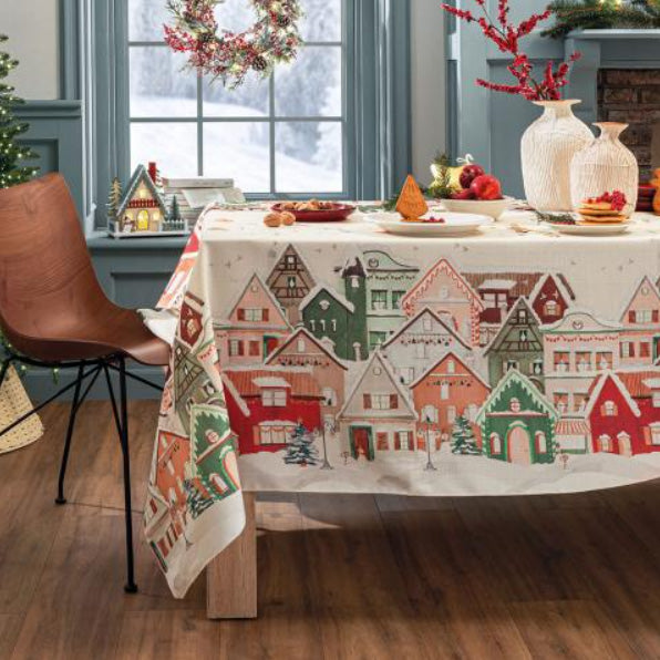 Tovaglia Antimacchia Natale Villaggio varie misure L'Oca Nera