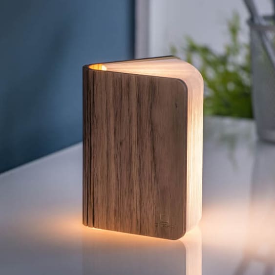 Lampada Libro Pieghevole In Legno Con 3 Temperature Colore - Luce LED Portatile Ricaricabile Via USB, Idea Regalo Per Lettori, Decorazione Scrivania E Comodino