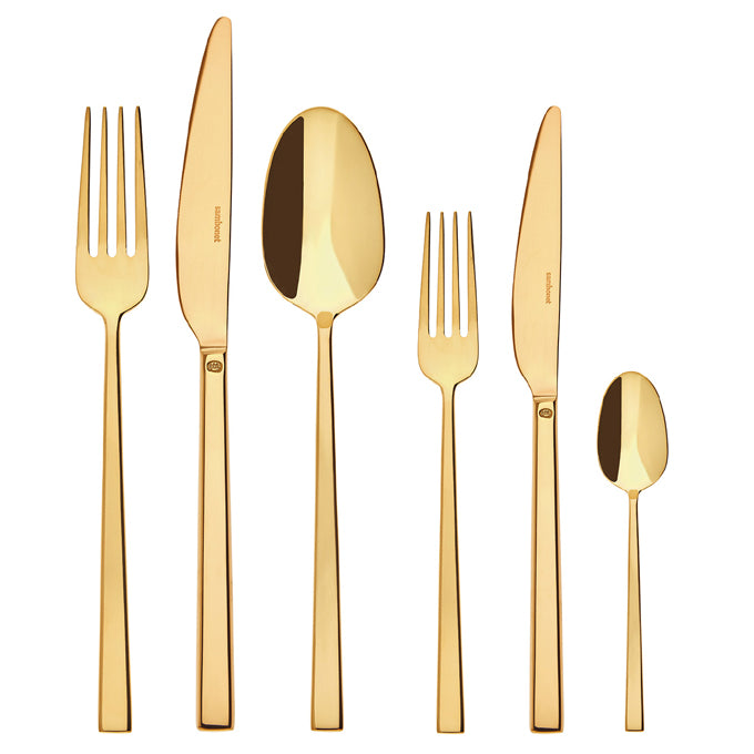 Rock pvd gold cutlery service 36 pieces gold Sambonet 52762g-83