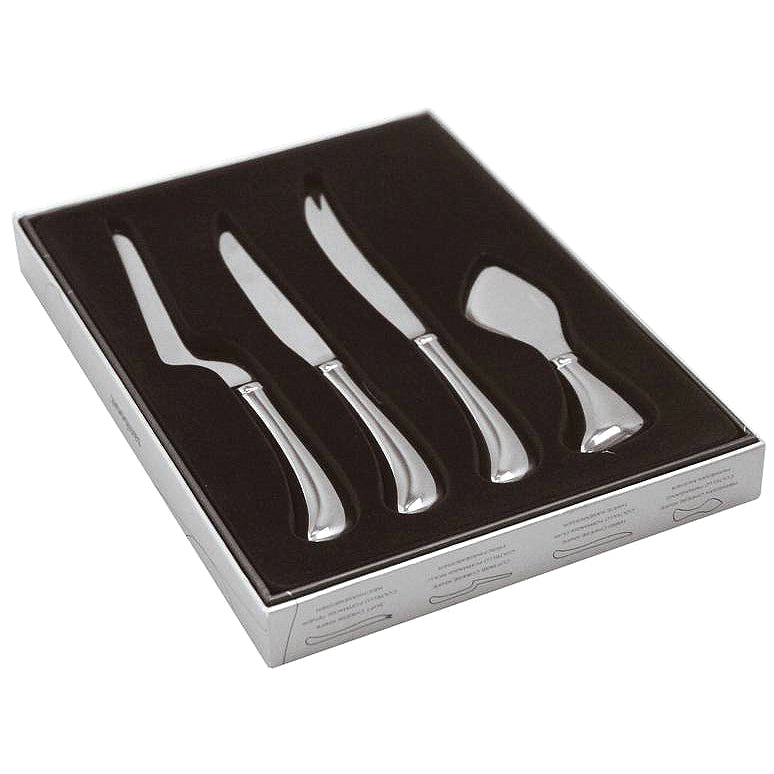 Set di 4 coltelli da formaggio in acciaio inox, per formaggio, a forma di stella, colore: blu