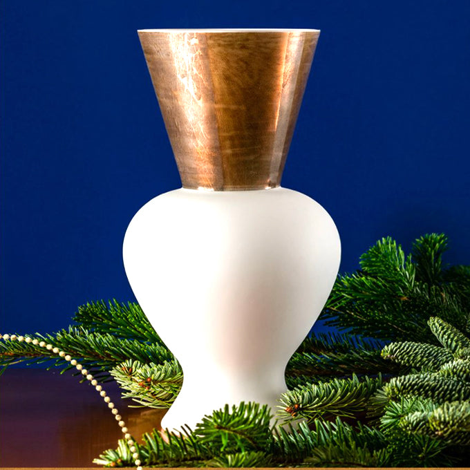 Vase Venini Lattimo Design Rodolfo Dordoni - Modèle 515.13, Verre Soufflé, Neuf (Italie)